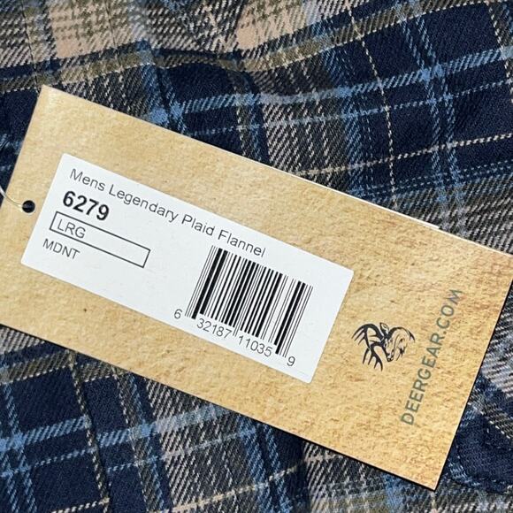 Legendary Whitetails Men’s Plaid Flannel Shirt Size Large Midnight Blue NWT - Picture 7 of 8
